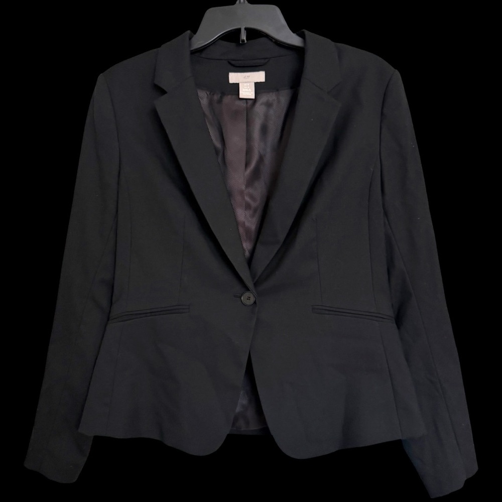 H&M Black Single Button Blazer Size Medium Workwe… - image 2